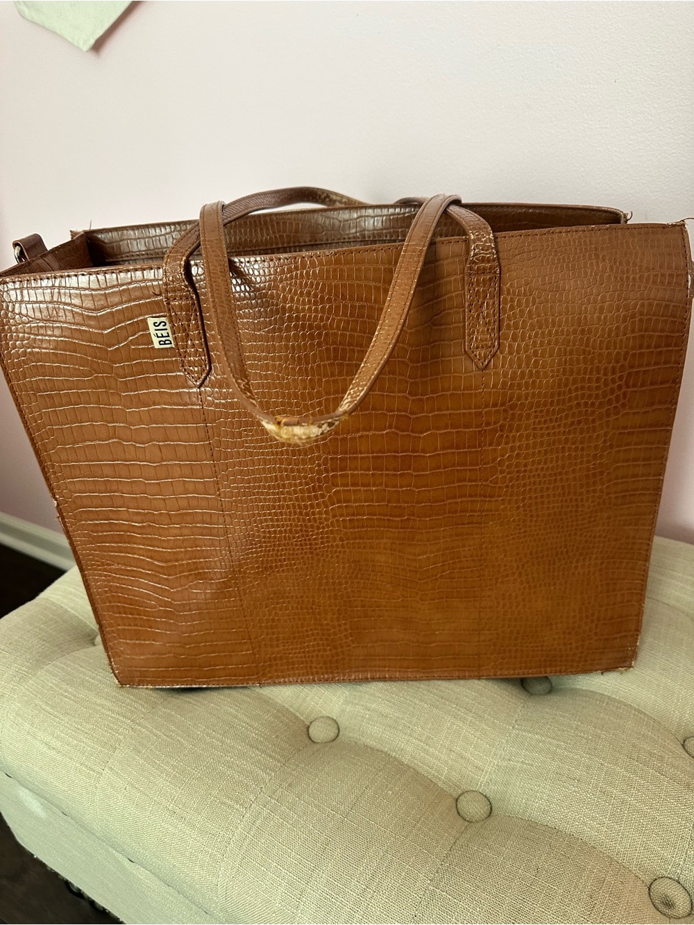 BEIS Maple Croc-Embossed Large Tote